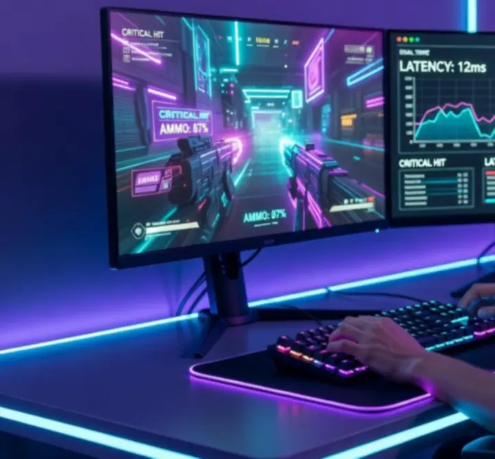 Професионален геймър на модерно RGB гейминг място